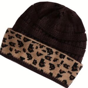 Leopard Print Knit Beanie